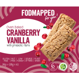 Photo of Fodmapped Cranbeerry Vanilla Oven Baked Bars 6 Pack 210g