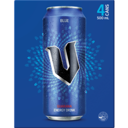 Photo of V Blue Guarana Energy Drink Can 4x500ml