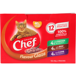Photo of Chef Cat Food Pouch Variety Glaze 12 Pack