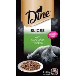 Photo of Dine Slices With Succulent Chicken Cat Food Trays Multipack 7x85g