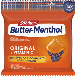 Photo of Butter Menthol Original Sore Throat Lozenges + Vitamin C 3x10 Pack 
