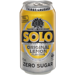 Photo of Solo Thirst Crusher Zero Sugar Original Lemon Single Can 375ml