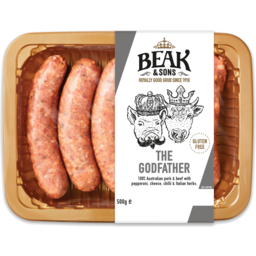 Photo of Beak & Sons Gluten Free The Godfather Sausages 500g
