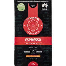 Photo of Cucina Classica Espresso Coffee Pods 10 Pack 52g
