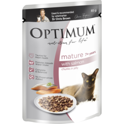 Photo of Optimum Mature Wet Cat Food Salmon Chunks In Jelly 85g Pouch 85g