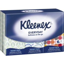 Photo of Kleenex Everyday Pocket Pack Facial Tissues, 6 Pack X 9 Sheets 