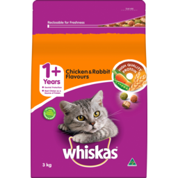 Photo of Whiskas 1+ Years Chicken & Rabbit Flavours Dry Cat Food 3kg