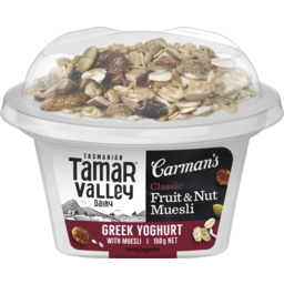 Photo of Tamar Valley Dairy Tamar Valley Greek Yoghurt And Carman's Classic Fruit & Nut Muesli 150g