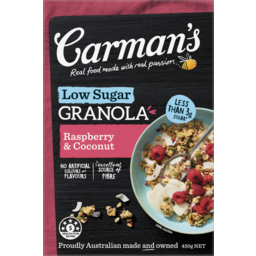 Photo of Carmans Raspberry & Coconut Low Sugar Granola 450g