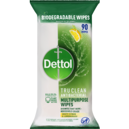 Photo of Dettol Multipurpose Disinfectant Wipes True Clean Zesty Citrus & Lemongrass 90 Pack