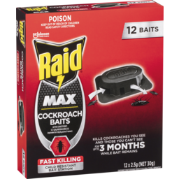 Photo of Raid Max Cockroach Child Resistant Bait Station 12 Pack
