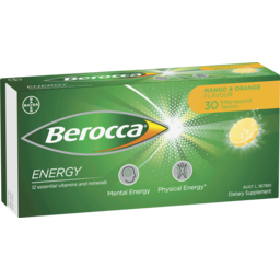 Photo of Berocca Energy Vitamin B & C Mango & Orange Flavour Effervescent Tablets 30 Pack