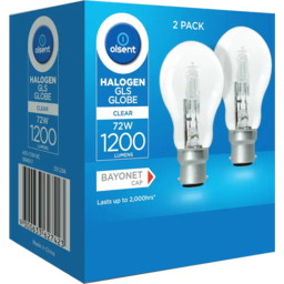 Photo of Olsent Halogen Round Bulb Bayonet 72w Clear 2 Pack