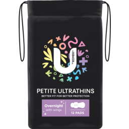 Photo of U By Kotex Petite Ultra Thins Overnight Pads With Wings 12 Pack