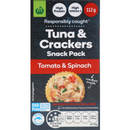 Photo of Woolworths Tuna Tomato Spinach Crackers 112g
