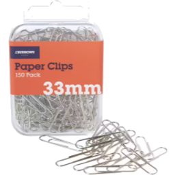 Photo of Stationery, J.Burrows Paper Clips 33 mm Silver 150-pack