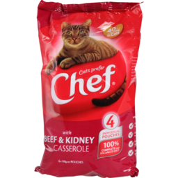 Photo of Chef Cat Food Pouch Beef & Kidney 4 Pack