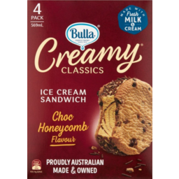 Photo of Bulla Ice Cream Creamy Classic Chocolate & Honeycomb 4s