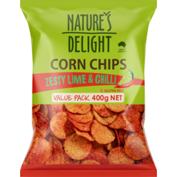 Photo of Natures Delight Zesty Lime & Chilli Corn Chips 400g