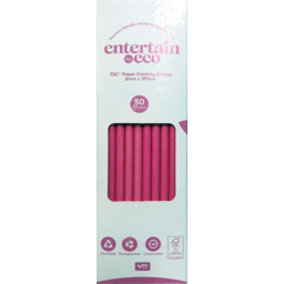 Photo of Entertain By Eco Joy Paper Straws Pink 50 Pack