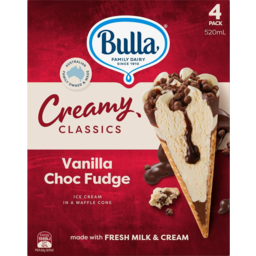 Photo of Bulla Creamy Classics Cone Vanilla Fudge