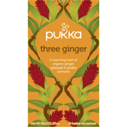 Photo of Pukka Herbs - Three Ginger Herbal Tea Bags - Organic & Fair Ginger, Galangal And Golden Turmeric - 20 Sachets Per Box 