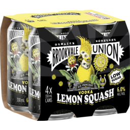Photo of Brookvale Union Vodka Lemon Squash 330ml 4 Pack