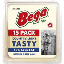 Photo of Bega Country Light 50% Less Fat Tasty Slices 15pk 250g