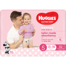 Photo of Huggies Nappies Ultra Dry Bulk Walker Girl Size 5 13-18kg 32 Pack