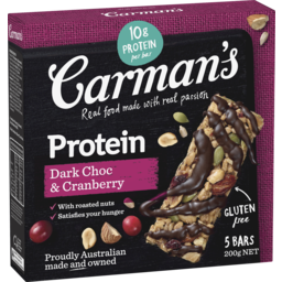 Photo of Carman's Protein Bars Dark Choc & Cranberry 5 Pack 200g 200g