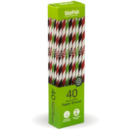 Photo of Biopak Mixed Colour Paper Straws 40pk