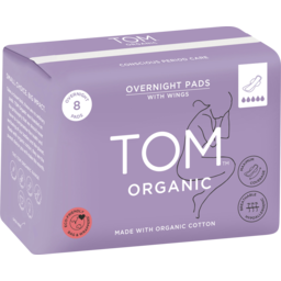 Photo of Tom Organic Overnight Pads With Organic Cotton 8 Pack