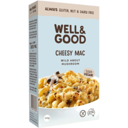 Photo of Well & Good 100% Vegan Gluten Nut & Dairy Free Cheesy Mac Wild About Mushroom Flavour 110g