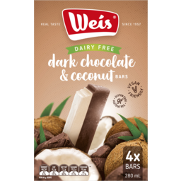 Photo of Weis Dark Chocolate & Coconut Ice Cream Bars Dairy Free 4pk