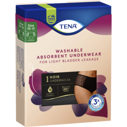Photo of Tena Women's Washable Absorbent Underwear Classic Black Size 10-12 (S) 1 Pack 12pk