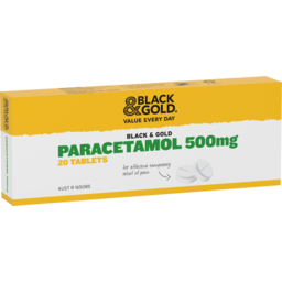 Photo of Black & Gold Paracetamol Tablets 500mg 20 Pack