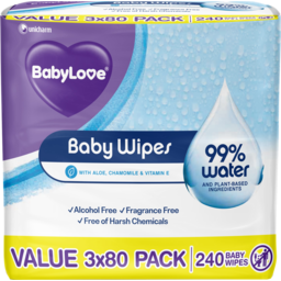 Photo of Babylove 99% Water Baby Wipes 240 Pack
