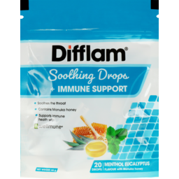Photo of Difflam Soothing Throat Drops + Immune Support Menthol Eucalyptus Flavour 20 Drops