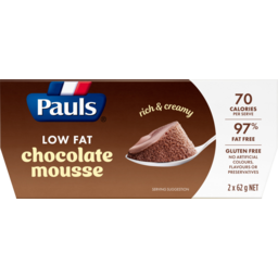 Photo of Pauls Low Fat Chocolate Mousse 2 Pack 2x62g