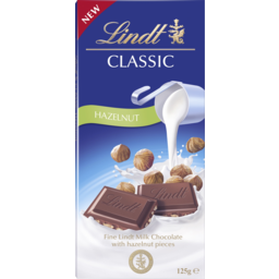 Photo of Lindt Classic Hazelnut Milk Chocolate Block 125g