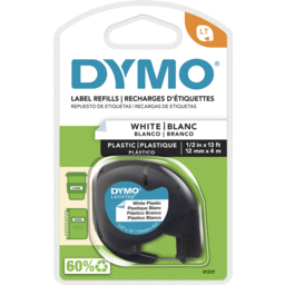 Photo of Dymo Letratag Plastic Tape 12mm X White
