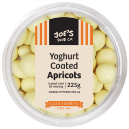 Photo of Yoghurt Coated Apricots 225gm Tub Joe's Food Co