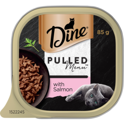 Photo of Dine Pulled Menu With Salmon Cat Food Tray 85g