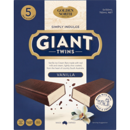 Photo of Golden North Simply Indulge Vanilla Giant Twins Ice Cream Bars 5 Pack 750ml