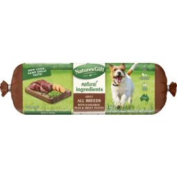 Photo of Natures Gift Just Natural Deli Roll With Kangaroo Sweet Potato & Peas Dog Food Roll 1.4kg