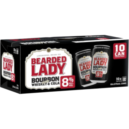 Photo of Bearded Lady Bourbon & Cola 8% Can 10pk