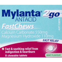 Photo of Mylanta 2go Antacid Fast Chews Mint Flavour Fast Relief Chewable Tablets 8 Pack