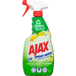 Photo of Ajax Spray N' Wipe Multi-Purpose Kitchen Cleaner Trigger, 500ml, Baking Soda & Citrus Surface Spray, Stone Safe 500ml
