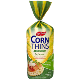 Photo of Real Foods Corn Thins Popped Organic With Sesame 150gm