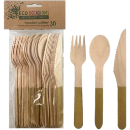 Photo of Wooden Cutlery Sets Gold 30pk